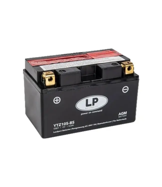 Landport (LP) LTZ10S-BS 12 volt 8,6 ah AGM motor accu (50801 - YTZ10S-BS)