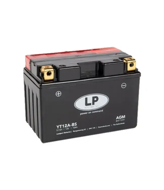 Landport (LP) LT12A-BS 12 volt 10,0 ah AGM motor accu (51101 - YT12A-BS)