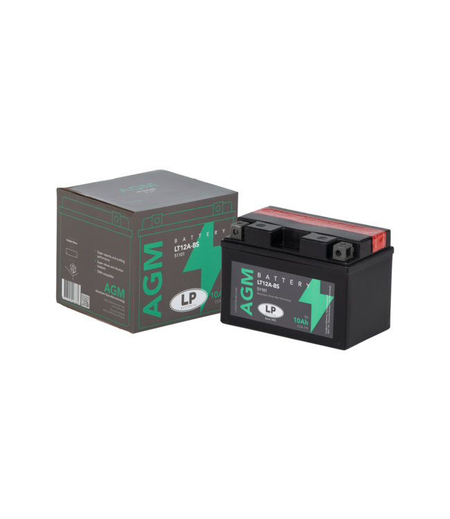 Landport (LP) LT12A-BS 12 volt 10,0 ah AGM motor accu (51101 - YT12A-BS)