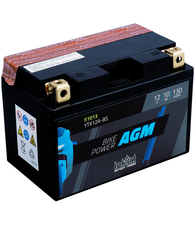 Landport (LP) LT12A-BS 12 volt 10,0 ah AGM motor accu (51101 - YT12A-BS)