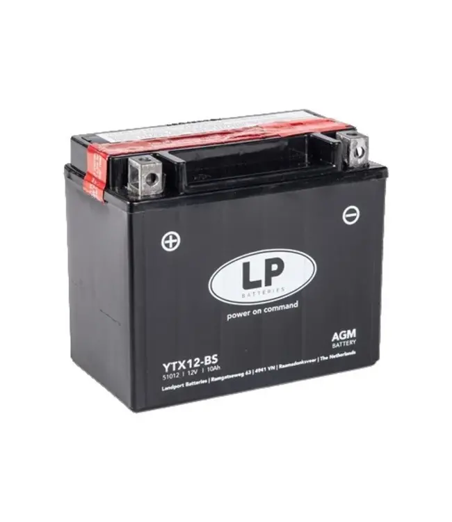 Landport (LP) LTX12-BS 12 volt 10,0 ah AGM motor accu (51012 - YTX12-BS)