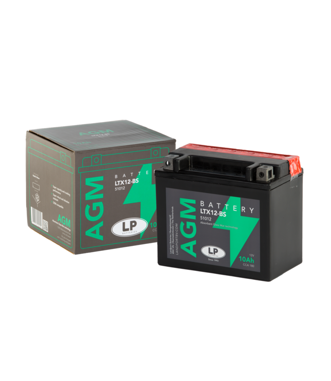 Landport (LP) LTX12-BS 12 volt 10,0 ah AGM motor accu (51012 - YTX12-BS)