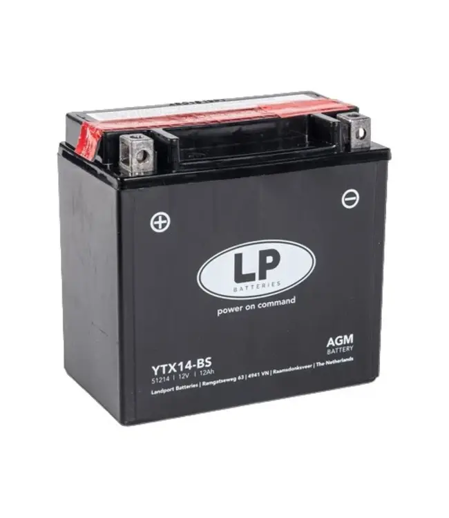 Landport (LP) LTX14-BS 12 volt 12,0 ah AGM motor accu (51214 - YTX14-BS)