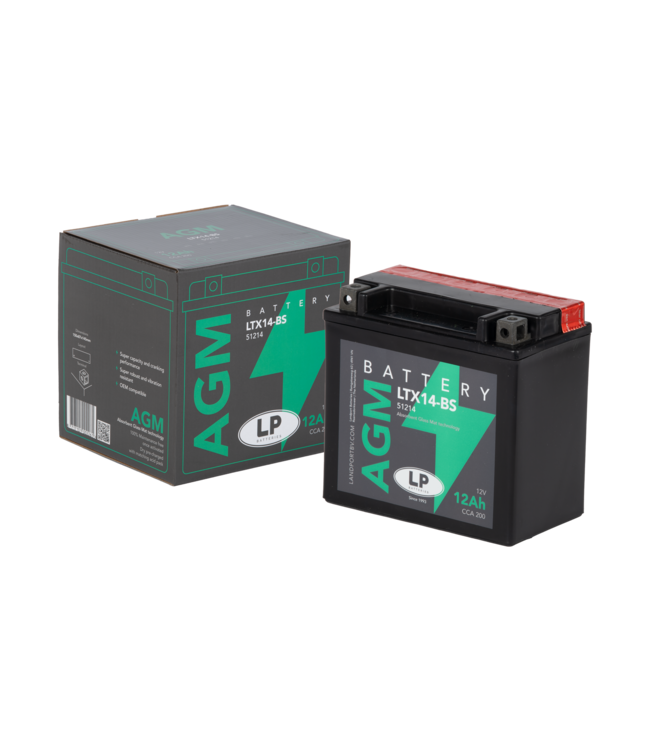 Landport (LP) LTX14-BS 12 volt 12,0 ah AGM motor accu (51214 - YTX14-BS)
