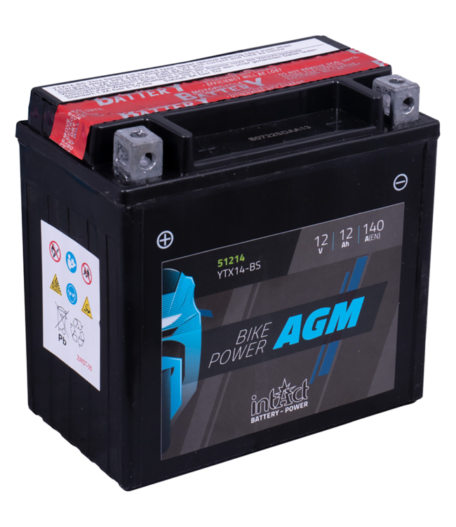 Landport (LP) LTX14-BS 12 volt 12,0 ah AGM motor accu (51214 - YTX14-BS)