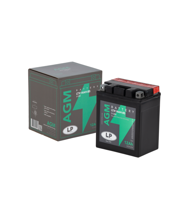 Landport (LP) LTX14AH-BS 12 volt 12,0 ah AGM motor accu (51280 - YTX14AH-BS)