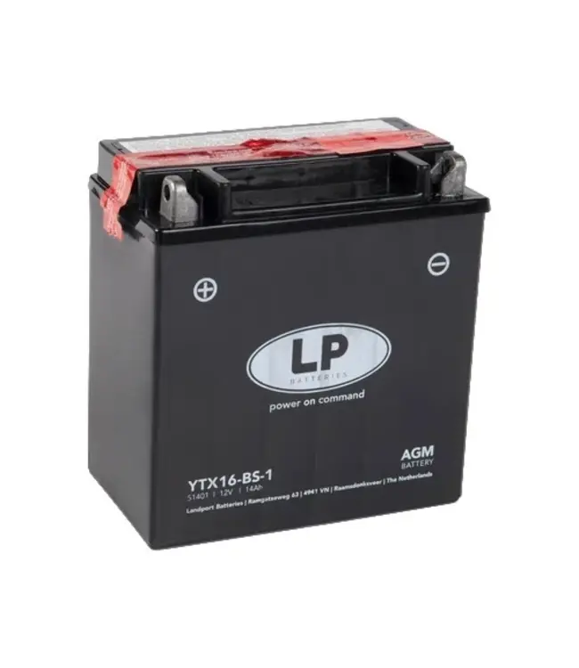 Landport (LP) LTX16-BS-1 12 volt 14,0 ah AGM motor accu (51401 - YTX16-BS-1)