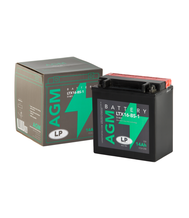 Landport (LP) LTX16-BS-1 12 volt 14,0 ah AGM motor accu (51401 - YTX16-BS-1)
