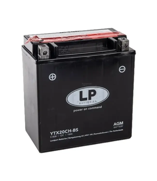 Landport (LP) LTX20CH-BS 12 volt 18,0 ah AGM motor accu (51808 - YTX20CH-BS)