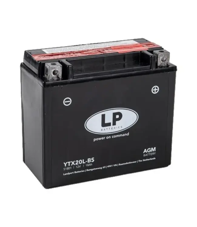 Landport (LP) LTX20L-BS 12 volt 18,0 ah AGM motor accu (51801 - YTX20L-BS)