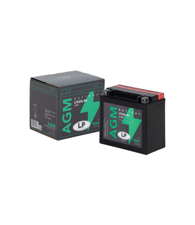 Landport (LP) LTX20L-BS 12 volt 18,0 ah AGM motor accu (51801 - YTX20L-BS)