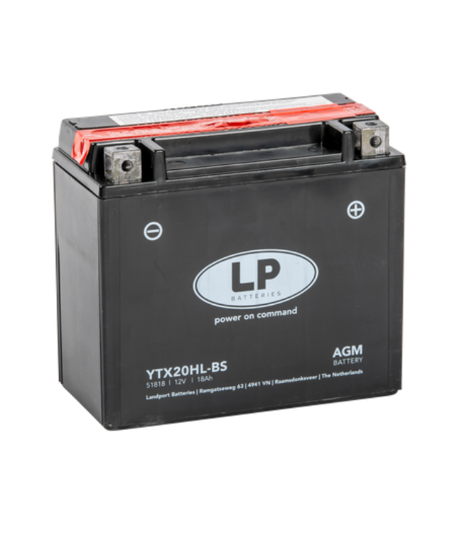 Landport (LP) LTX20HL-BS 12 volt 18,0 ah AGM motor accu (51818 - YTX20HL-BS)