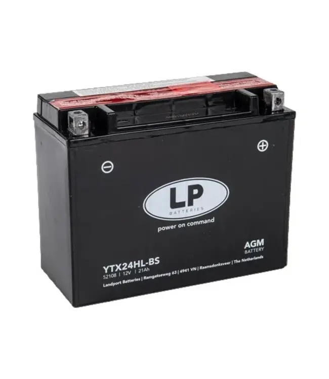 Landport (LP) LTX24HL-BS 12 volt 21,0 ah AGM motor accu (52108 - YTX24HL-BS)