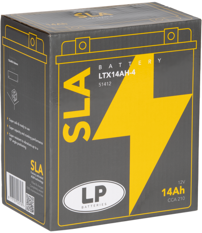 Landport (LP) SLA LTX14AH-4 AGM motor accu 12 volt 14 ah (51412 - YTX14AH-4)