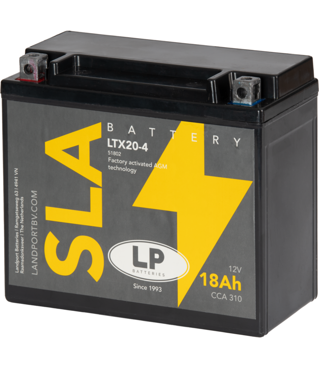 Landport (LP) SLA LTX20-4 AGM motor accu 12 volt 18 ah (51802 - YTX20-4)