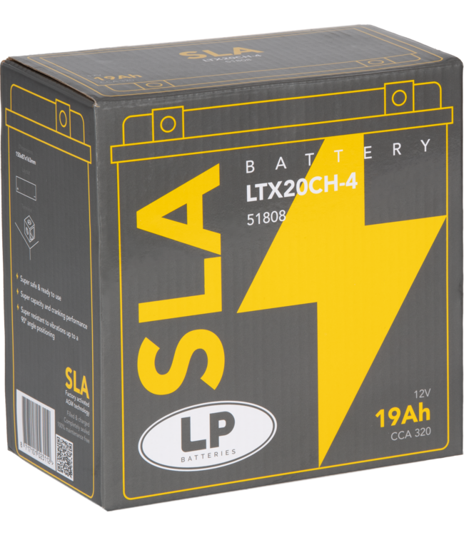Landport (LP) SLA LTX20CH-4 AGM motor accu 12 volt 19 ah (51808 - YTX20CH-4)
