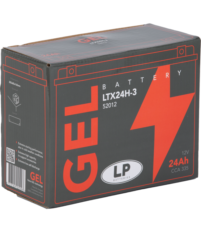 Landport (LP) LTX24H-3 motor GEL accu 12 volt 24,0 ah (52012 - G50N18LA2)