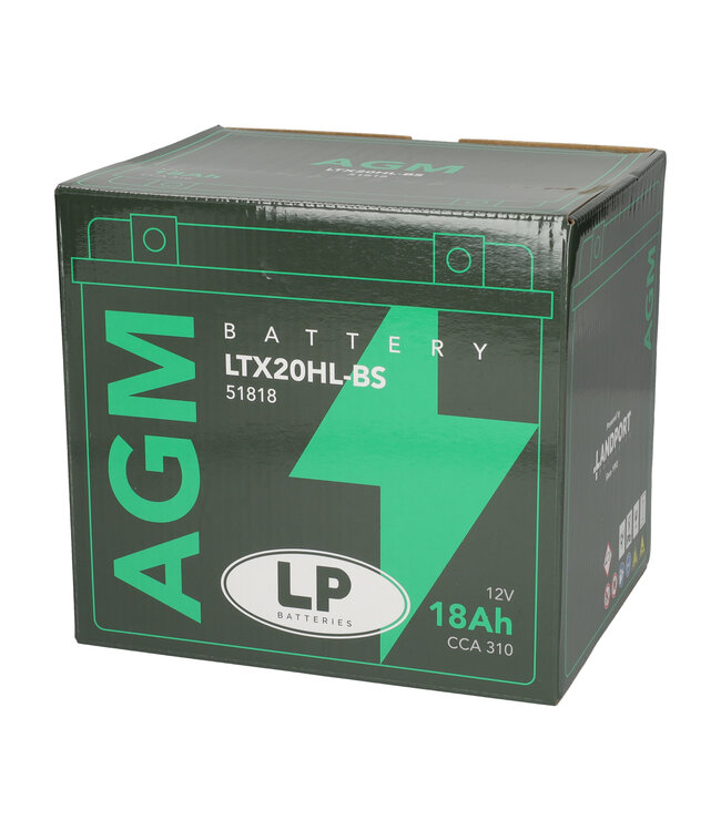 Landport (LP) LTX20HL-BS 12 volt 18,0 ah AGM motor accu (51818 - YTX20HL-BS)