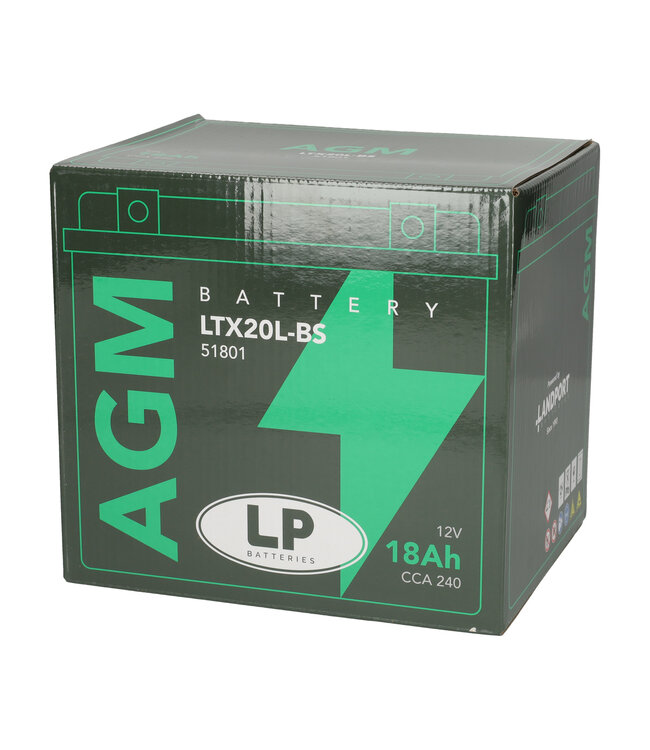 Landport (LP) LTX20L-BS 12 volt 18,0 ah AGM motor accu (51801 - YTX20L-BS)