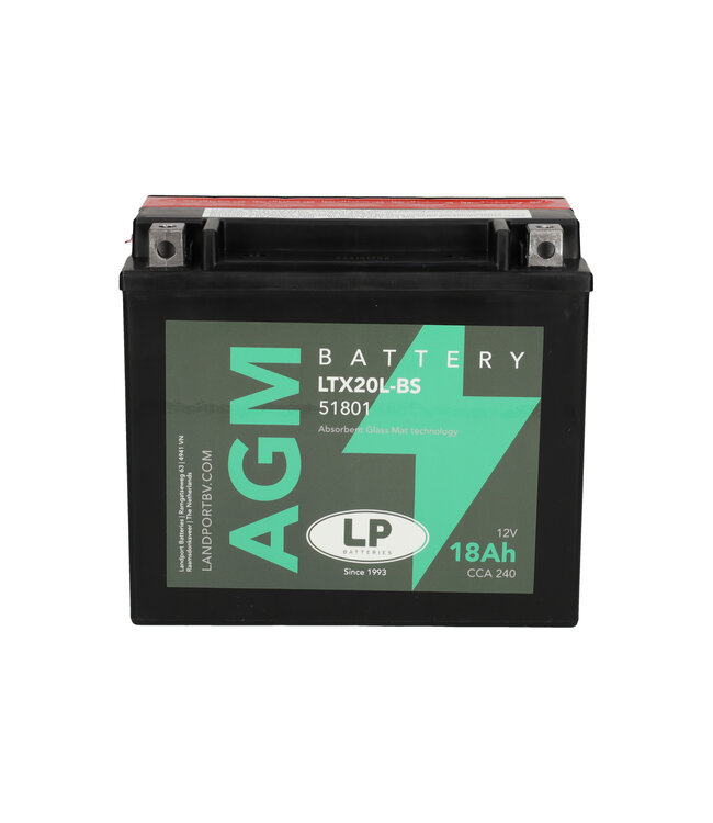 Landport (LP) LTX20L-BS 12 volt 18,0 ah AGM motor accu (51801 - YTX20L-BS)