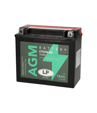 Landport (LP) LTX20L-BS 12 volt 18 ah AGM motor accu (51801 - YTX20L-BS)