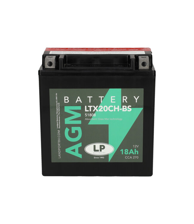 Landport (LP) LTX20CH-BS 12 volt 18,0 ah AGM motor accu (51808 - YTX20CH-BS)