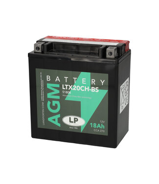 Landport (LP) LTX20CH-BS 12 volt 18 ah AGM motor accu (51808 - YTX20CH-BS)