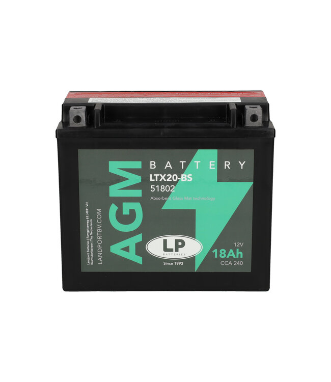 Landport (LP) LTX20-BS 12 volt 18,0 ah AGM motor accu (51802 - YTX20-BS)