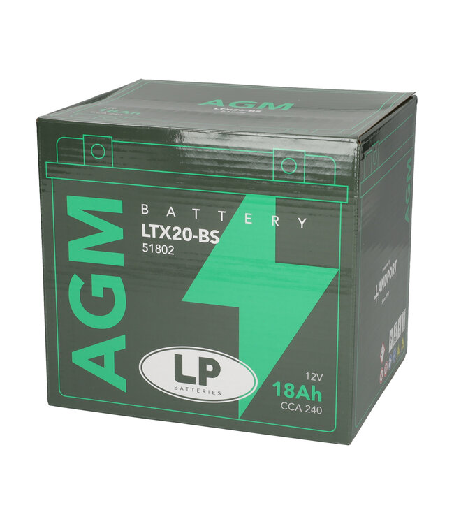 Landport (LP) LTX20-BS 12 volt 18,0 ah AGM motor accu (51802 - YTX20-BS)