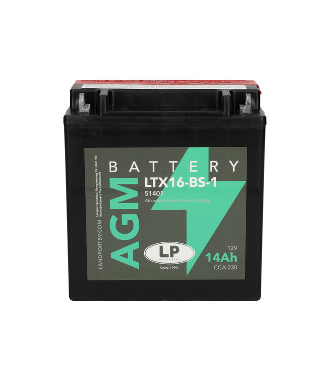 Landport (LP) LTX16-BS-1 12 volt 14,0 ah AGM motor accu (51401 - YTX16-BS-1)