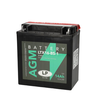 Landport (LP) LTX16-BS-1 12 volt 14 ah AGM motor accu (51401 - YTX16-BS-1)