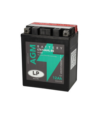 Landport (LP) LTX14AHL-BS 12 volt 12 ah AGM motor accu (51281 - YTX14AHL-BS)