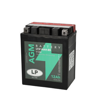 Landport (LP) LTX14AH-BS 12 volt 12 ah AGM motor accu (51280 - YTX14AH-BS)