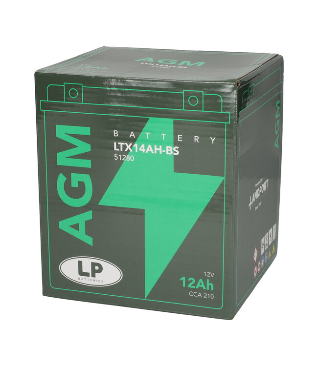 Landport (LP) LTX14AH-BS 12 volt 12,0 ah AGM motor accu (51280 - YTX14AH-BS)