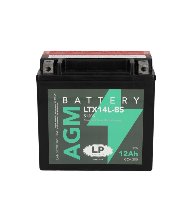 Landport (LP) LTX14L-BS 12 volt 12,0 ah AGM motor accu (51205 - YTX14L-BS)