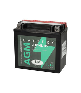 Landport (LP) LTX14L-BS 12 volt 12 ah AGM motor accu (51205 - YTX14L-BS)