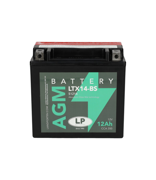 Landport (LP) LTX14-BS 12 volt 12,0 ah AGM motor accu (51214 - YTX14-BS)