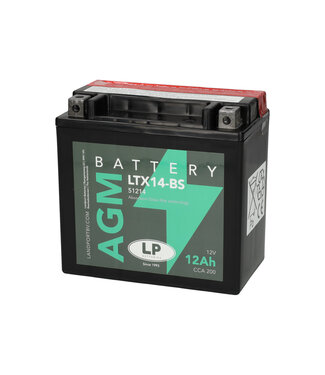 Landport (LP) LTX14-BS 12 volt 12 ah AGM motor accu (51214 - YTX14-BS)
