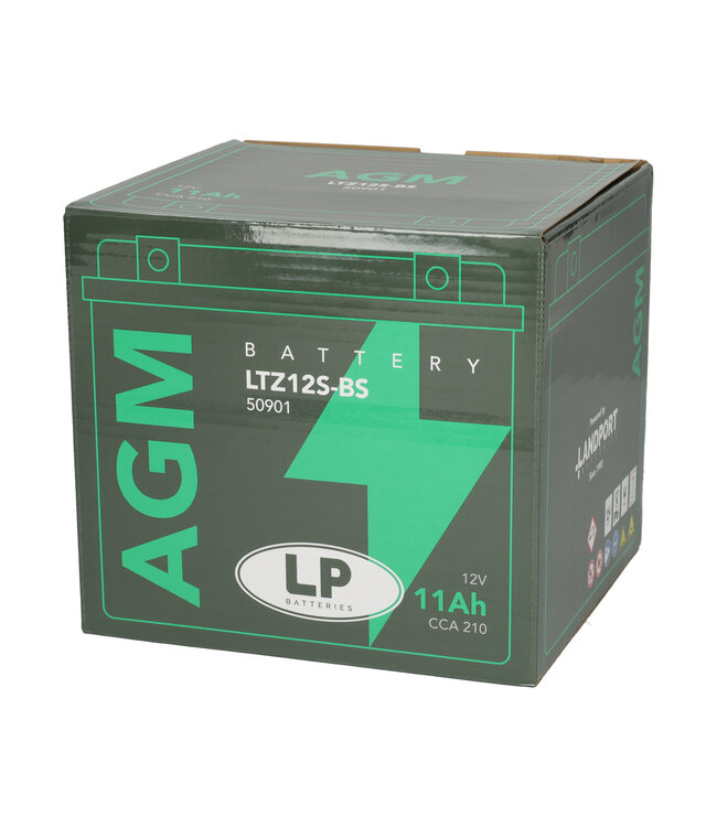 Landport (LP) LTZ12S-BS 12 volt 11,0 ah AGM motor accu (50901 - YTZ12S-BS)