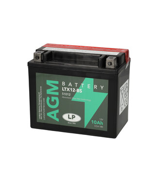 Landport (LP) LTX12-BS 12 volt 10 ah AGM motor accu (51012 - YTX12-BS)