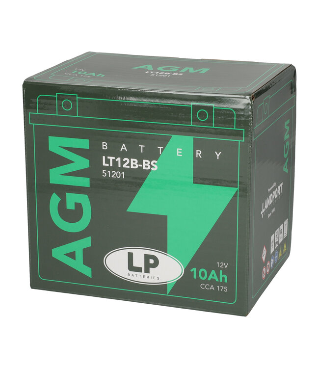 Landport (LP) LT12B-BS 12 volt 10,0 ah AGM motor accu (51201 - YT12B-BS)