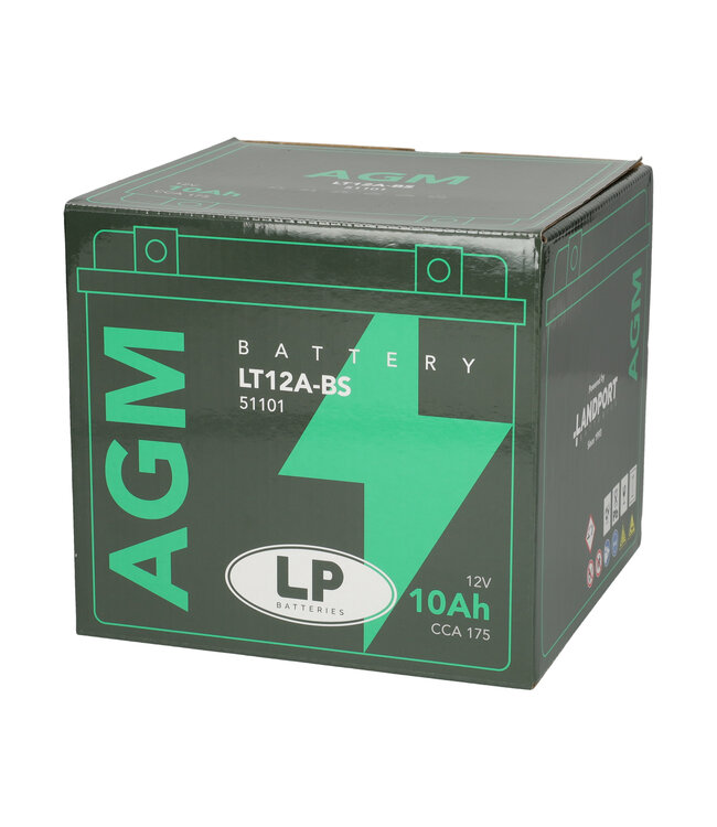 Landport (LP) LT12A-BS 12 volt 10,0 ah AGM motor accu (51101 - YT12A-BS)