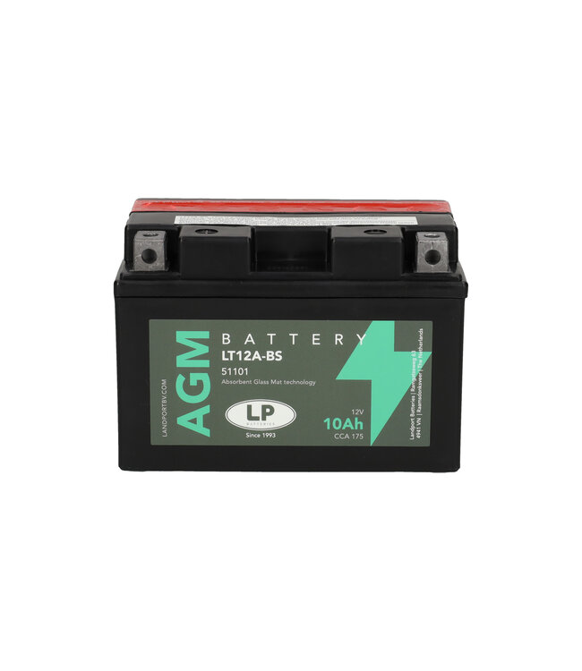 Landport (LP) LT12A-BS 12 volt 10,0 ah AGM motor accu (51101 - YT12A-BS)
