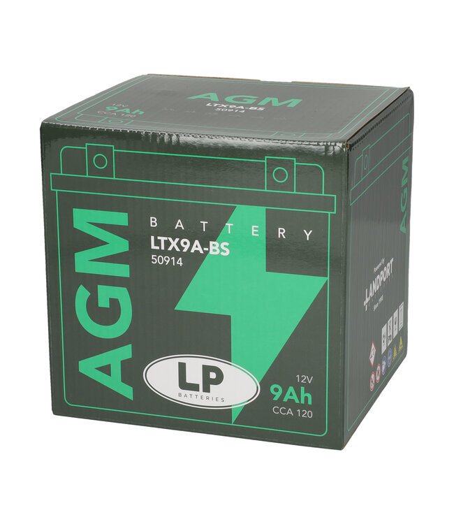 Landport (LP) LTX9A-BS 12 volt 9,0 ah AGM motor accu (50914 - YTX9A-BS)