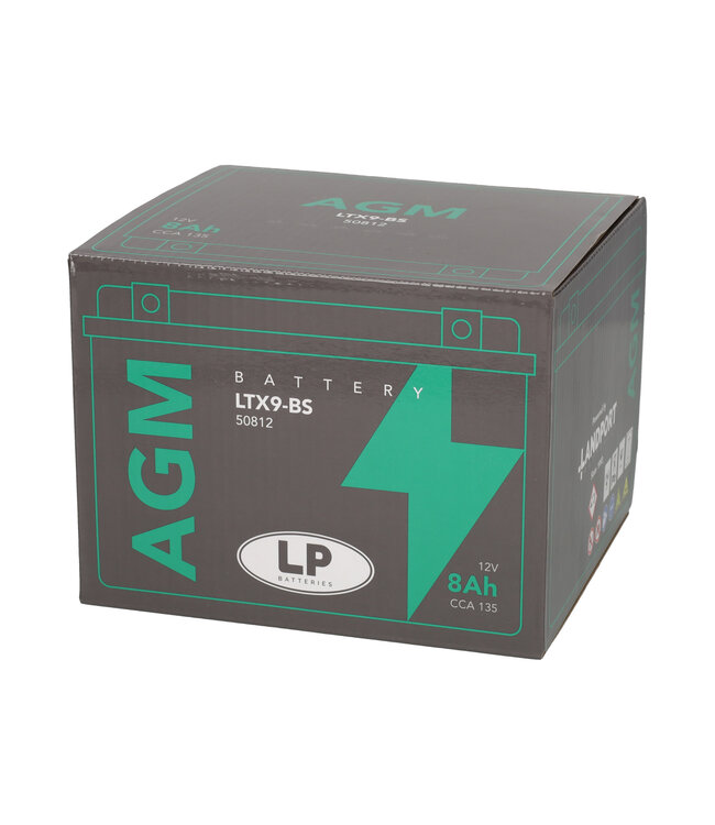 Landport (LP) LTX9-BS 12 volt 8,0 ah AGM motor accu (50812 - YTX9-BS)