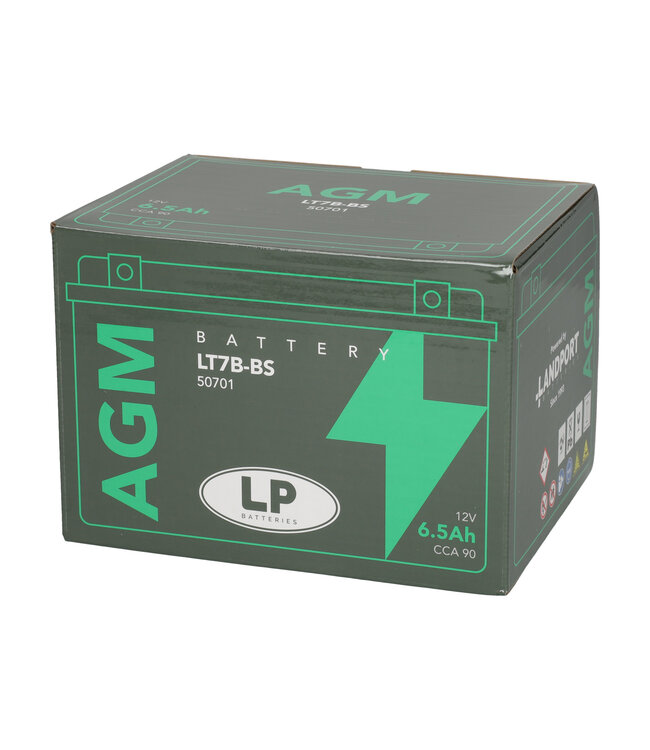 Landport (LP) LT7B-BS 12 volt 6,5 ah AGM motor accu (50701 - YT7B-BS)