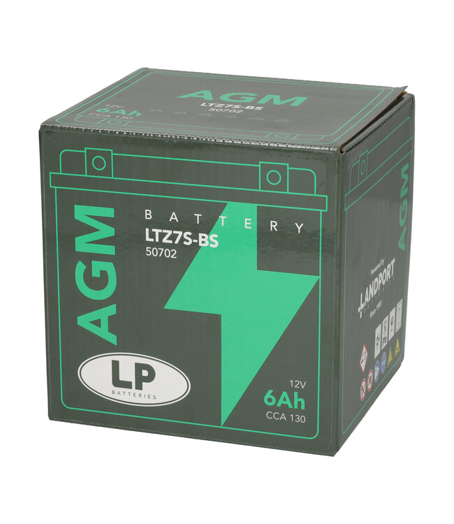 Landport (LP) LTZ7S-BS 12 volt 6,0 ah AGM motor accu (50702 - YTZ7S-BS)