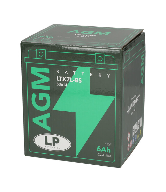 Landport (LP) LTX7L-BS 12 volt 6,0 ah AGM motor accu (50614 - YTX7L-BS)