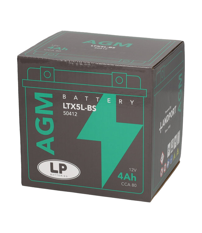 Landport (LP) LTX5L-BS 12 volt 4,0 ah AGM motor accu (50412 - YTX5L-BS)