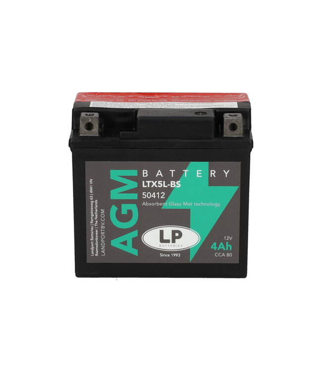 Landport (LP) LTX5L-BS 12 volt 4,0 ah AGM motor accu (50412 - YTX5L-BS)